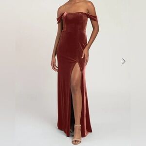 Jenny Yoo Rust Off-Shoulder Maxi Dress